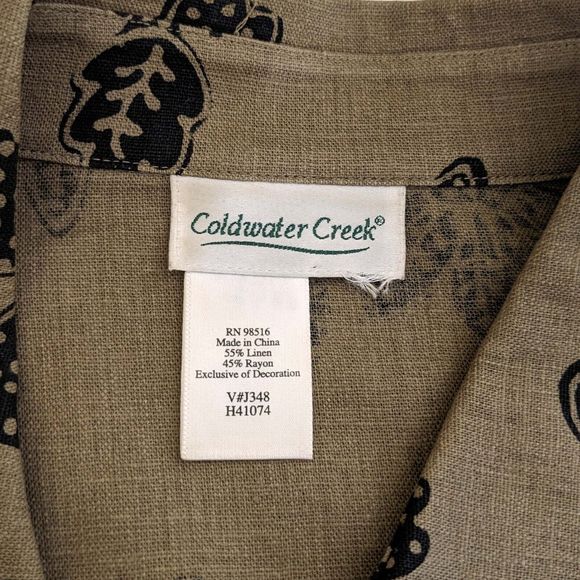 Coldwater Creek Women's 2X Brown Black Beaded Linen Blend Shirt Tunic - Picture 5 of 7